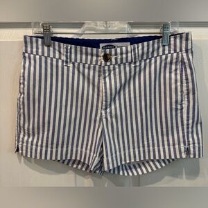Old Navy Everyday Shorts Stripe Chino Blue White Striped Women’s Size 6